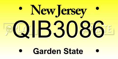 QIB3086 New Jersey License Plate