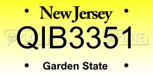 QIB3351 New Jersey License Plate
