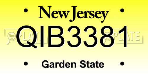 QIB3381 New Jersey License Plate