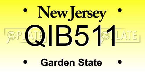 QIB511 New Jersey License Plate