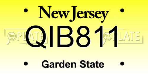 QIB811 New Jersey License Plate