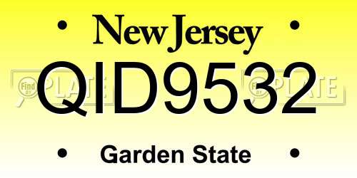 QID9532 New Jersey License Plate