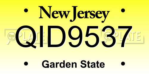 QID9537 New Jersey License Plate
