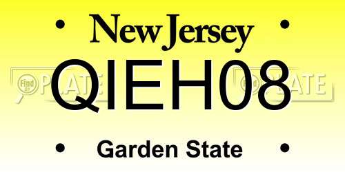 QIEH08 New Jersey License Plate