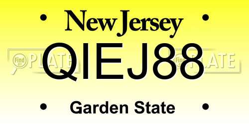 QIEJ88 New Jersey License Plate