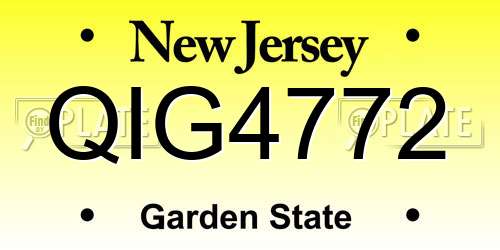 QIG4772 New Jersey License Plate