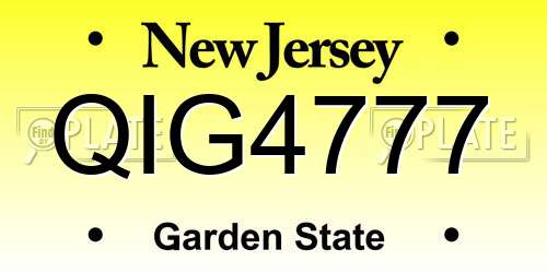 QIG4777 New Jersey License Plate