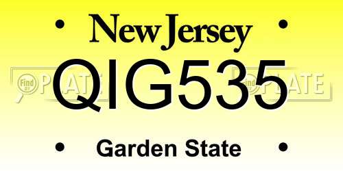 QIG535 New Jersey License Plate