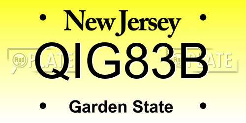 QIG83B New Jersey License Plate