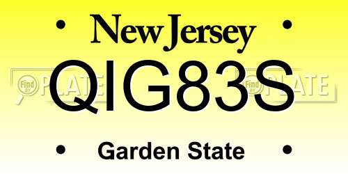 QIG83S New Jersey License Plate