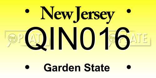 QIN016 New Jersey License Plate