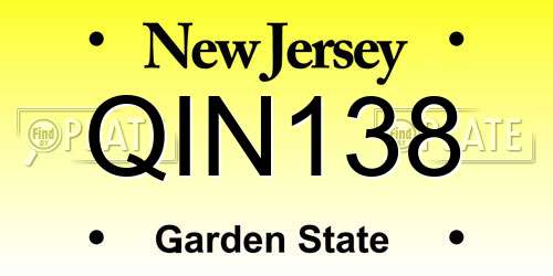 QIN138 New Jersey License Plate