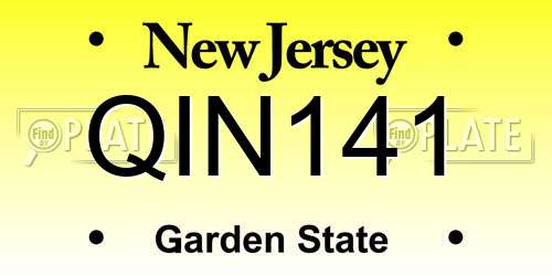 QIN141 New Jersey License Plate