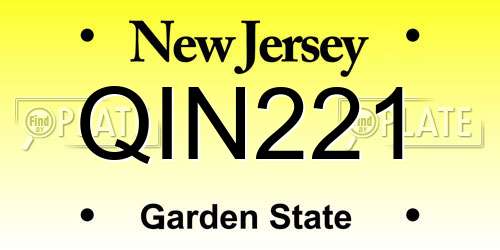 QIN221 New Jersey License Plate