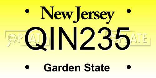 QIN235 New Jersey License Plate