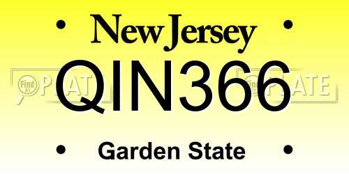 QIN366 New Jersey License Plate