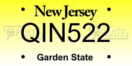QIN522 New Jersey License Plate