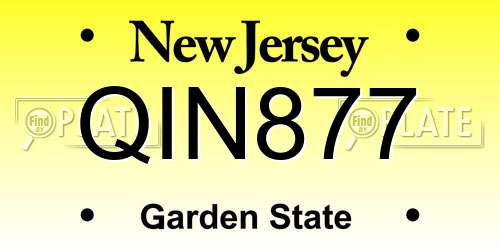 QIN877 New Jersey License Plate