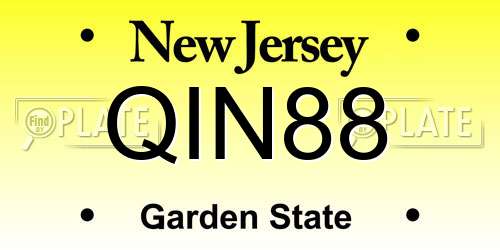 QIN88 New Jersey License Plate