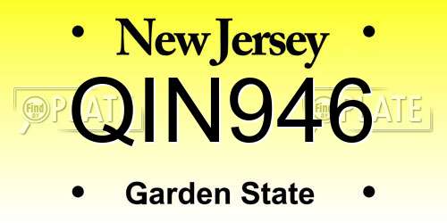 QIN946 New Jersey License Plate