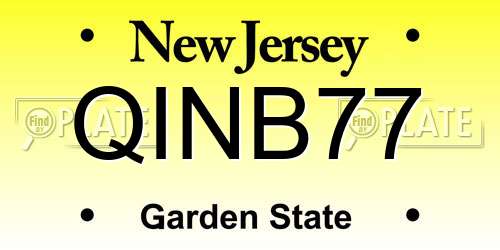 QINB77 New Jersey License Plate