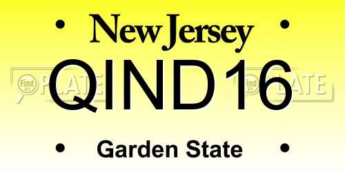 QIND16 New Jersey License Plate