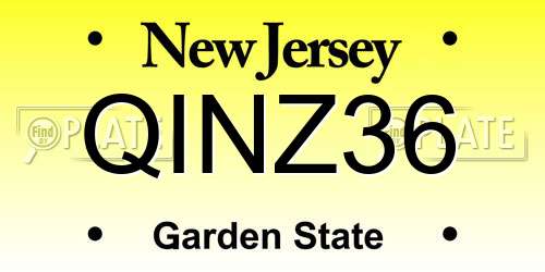 QINZ36 New Jersey License Plate