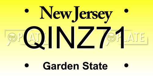 QINZ71 New Jersey License Plate