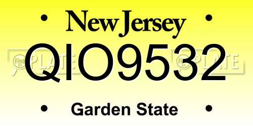 QIO9532 New Jersey License Plate