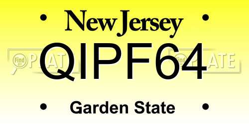 QIPF64 New Jersey License Plate