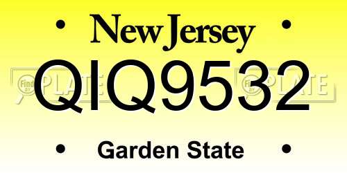 QIQ9532 New Jersey License Plate
