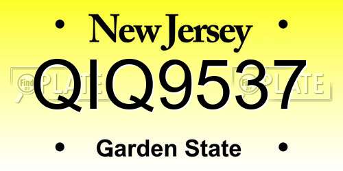 QIQ9537 New Jersey License Plate