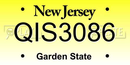 QIS3086 New Jersey License Plate