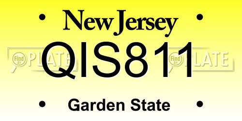 QIS811 New Jersey License Plate