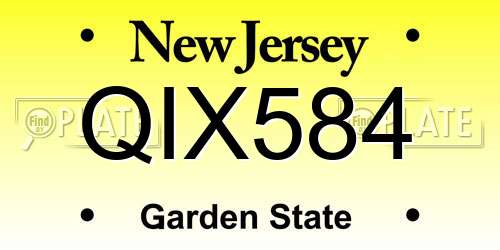 QIX584 New Jersey License Plate