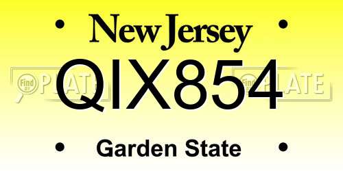 QIX854 New Jersey License Plate