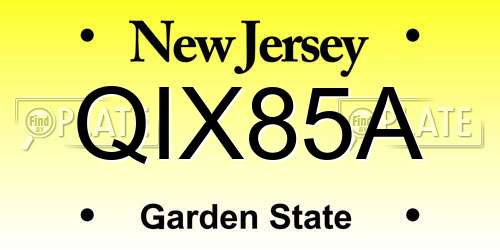 QIX85A New Jersey License Plate