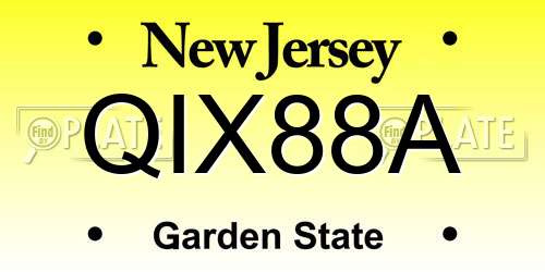 QIX88A New Jersey License Plate