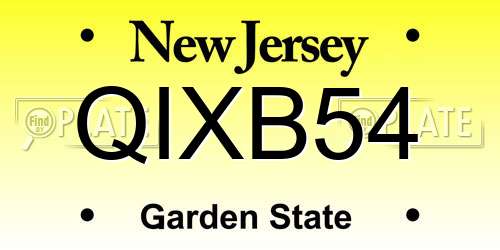 QIXB54 New Jersey License Plate