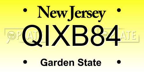 QIXB84 New Jersey License Plate