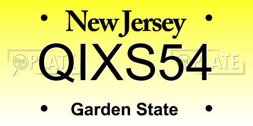 QIXS54 New Jersey License Plate