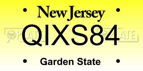 QIXS84 New Jersey License Plate