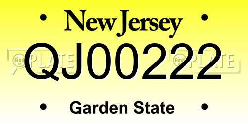 QJ00222 New Jersey License Plate