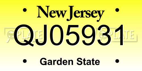 QJ05931 New Jersey License Plate