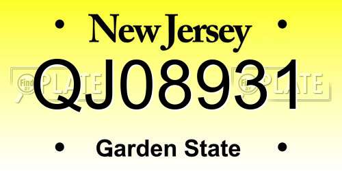 QJ08931 New Jersey License Plate
