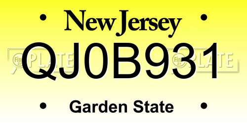 QJ0B931 New Jersey License Plate