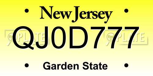 QJ0D777 New Jersey License Plate