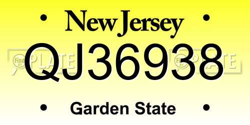 QJ36938 New Jersey License Plate