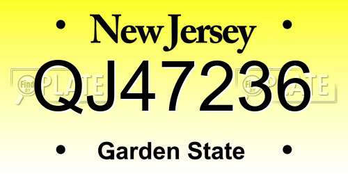 QJ47236 New Jersey License Plate