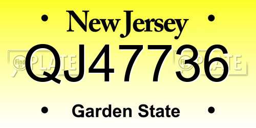 QJ47736 New Jersey License Plate